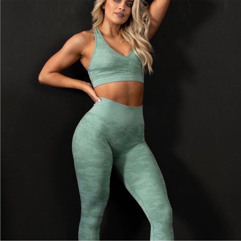 Gymshark, green camo leggings, size small, worn once